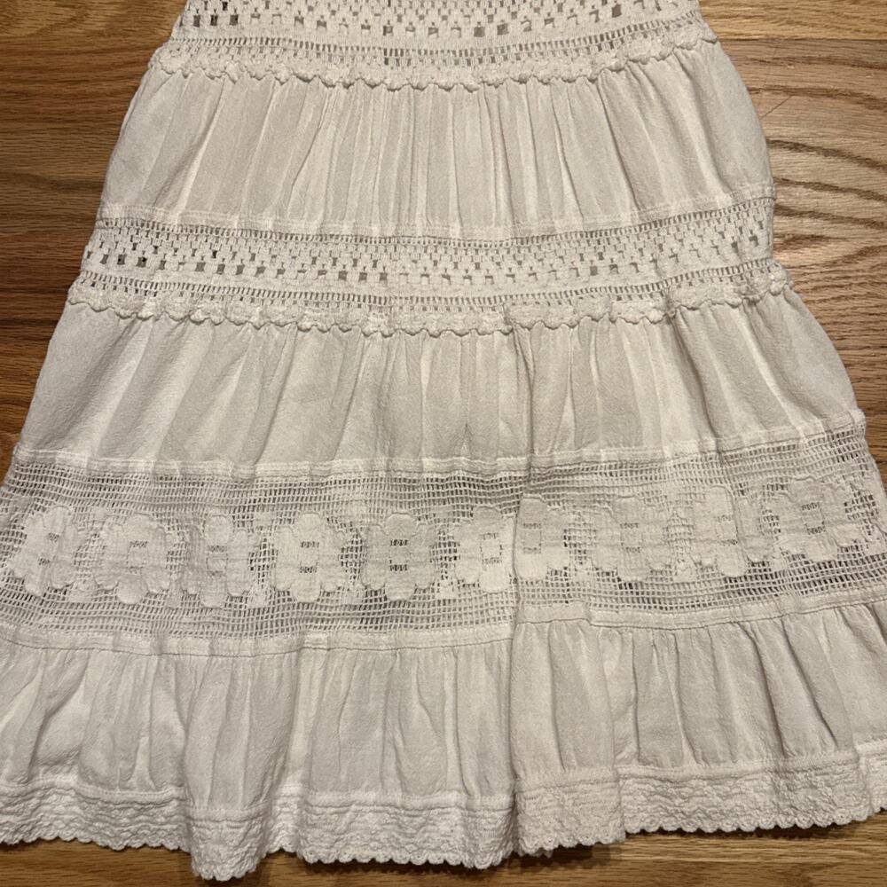 Scully Women's Cantina Spaghetti Strap Short Dress White Lace Boho Western SMALL - Picture 3 of 12